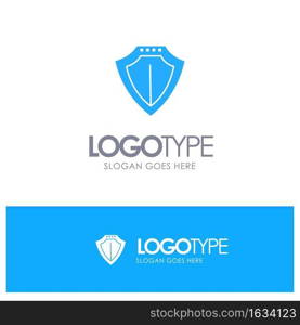 Shield, Protection, Locked, Protect Blue Solid Logo with place for tagline