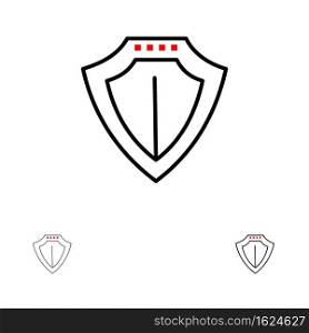 Shield, Protection, Locked, Protect Bold and thin black line icon set