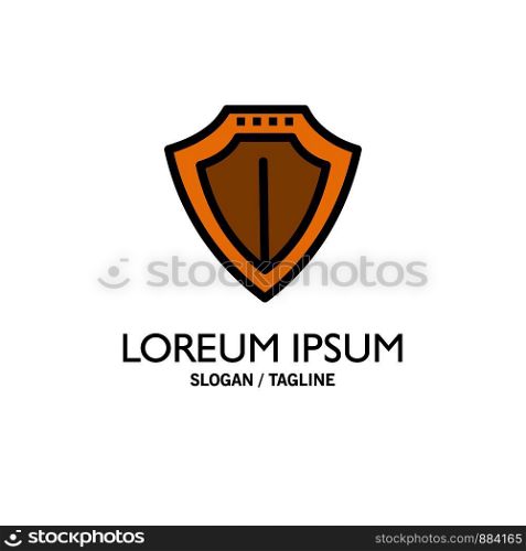 Shield, Protection, Locked, Protect Business Logo Template. Flat Color