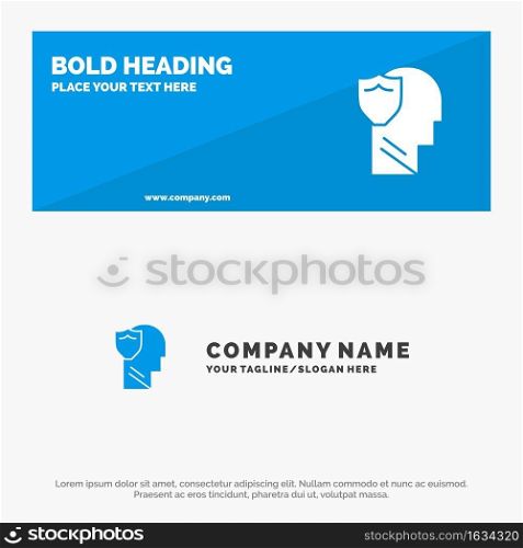Shield, Secure, Male, User, Data SOlid Icon Website Banner and Business Logo Template