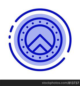 Shield, Security, Greece Blue Dotted Line Line Icon