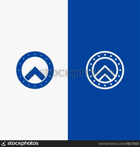 Shield, Security, Greece Line and Glyph Solid icon Blue banner Line and Glyph Solid icon Blue banner
