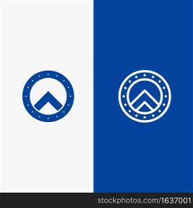 Shield, Security, Greece Line and Glyph Solid icon Blue banner Line and Glyph Solid icon Blue banner