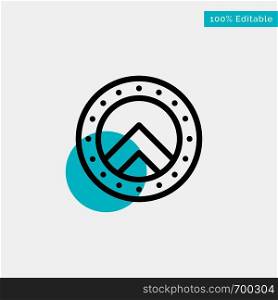 Shield, Security, Greece turquoise highlight circle point Vector icon