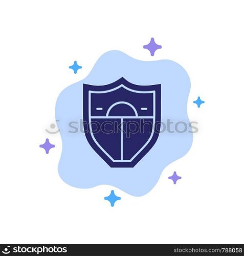 Shield, Security, Motivation Blue Icon on Abstract Cloud Background