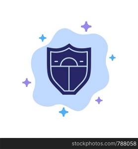 Shield, Security, Motivation Blue Icon on Abstract Cloud Background