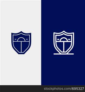 Shield, Security, Motivation Line and Glyph Solid icon Blue banner Line and Glyph Solid icon Blue banner