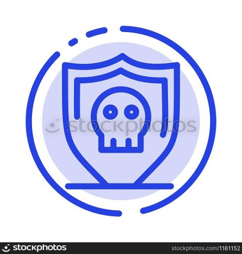 Shield, Security, Secure, Plain Blue Dotted Line Line Icon