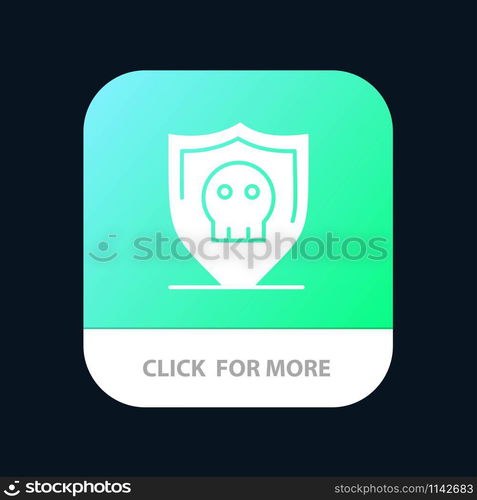 Shield, Security, Secure, Plain Mobile App Button. Android and IOS Glyph Version
