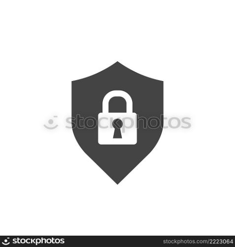 Shield security with lock symbol, password security access icon. Flat vector illustration isolated on white background.. Shield security with lock symbol, password security access icon. Flat vector illustration isolated on white