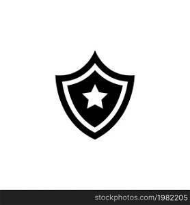Shield Star. Flat Vector Icon. Simple black symbol on white background. Shield Star Flat Vector Icon