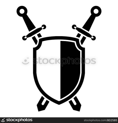 Shield sword icon. Simple illustration of shield sword vector icon for web design isolated on white background. Shield sword icon, simple style