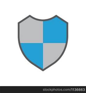 Shield vector icon. Safety badge steel icon. Protected steel guard shield concept. Shield vector icon. Safety badge steel icon