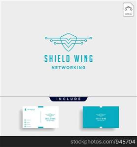 shield wings technology logo design vector internet defender symbol sign icon isolated. shield wings technology logo design vector internet defender symbol sign icon