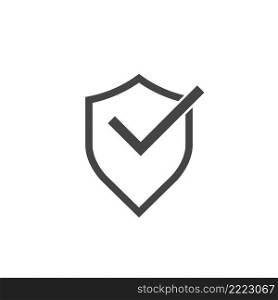 Shield with check mark, secure connection icon. Flat vector illustration isolated on white background.. Shield with check mark, secure connection icon. Flat vector illustration isolated on white