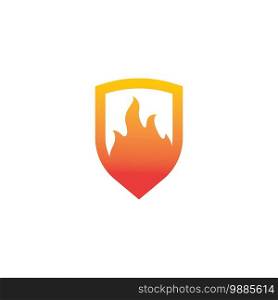 shield with fire flame logo vector icon illustration design 