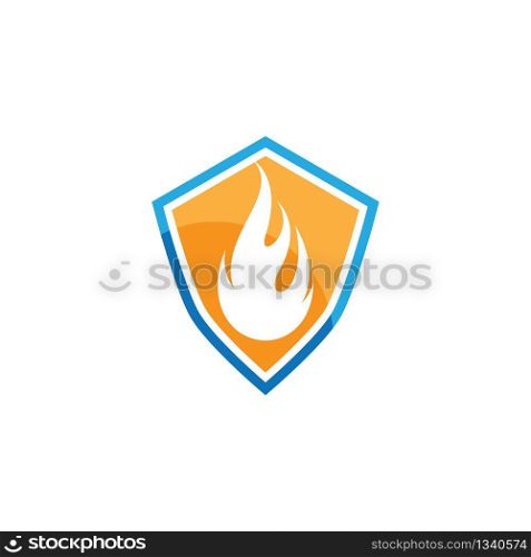 Shield with fire vector icon illustration design
