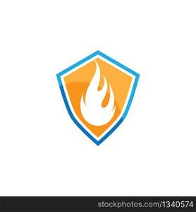 Shield with fire vector icon illustration design