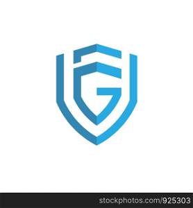 shield with initial letter G F Logo vector concept