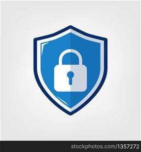 Shield with padlock icons flat design style. security concept.