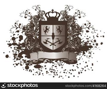 shield with scroll vector illustration
