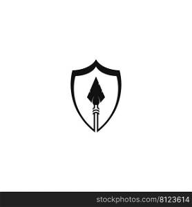 shield with spear logo vector icon illustration design 