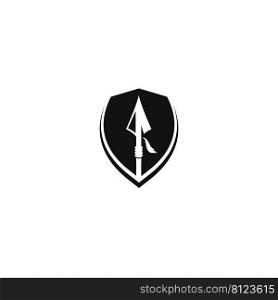 shield with spear logo vector icon illustration design 