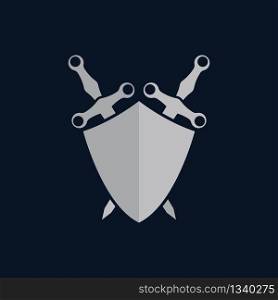 Shield with sword vector icon illustration design