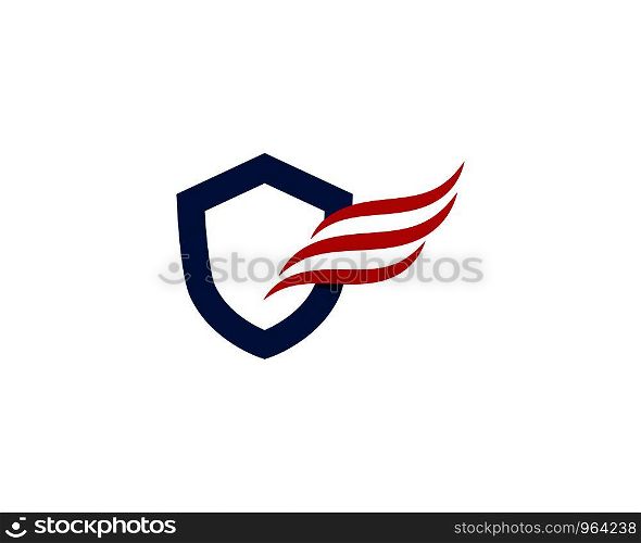 Shield with wing logo template vector illustration