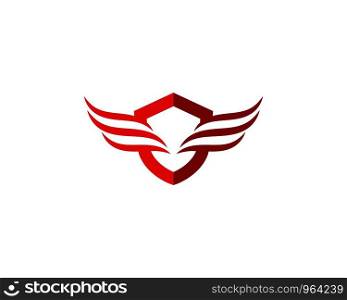 Shield with wing logo template vector illustration