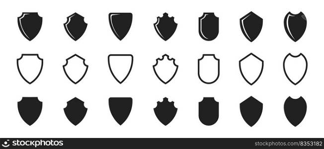 Shields icon set. Shield icon set. Vector isolated illustration. Protect shield collection. EPS 10.. Shields icon set. Shield icon set. Vector isolated illustration. Protect shield collection.