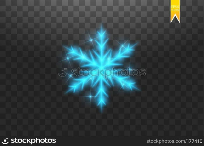 Shine blue snowflake with glitter isolated on transparent background. Christmas decoration with shining sparkling light effect. Vector eps 10. Shine blue snowflake with glitter isolated on transparent background. Christmas decoration with shining sparkling light effect. Vector