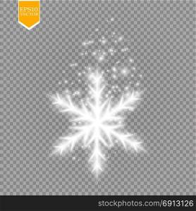 Shine white snowflake with glitter isolated on transparent background. Christmas decoration with shining sparkling light effect. Vector. Shine white snowflake with glitter isolated on transparent background. Christmas decoration with shining sparkling light effect. Vector eps 10