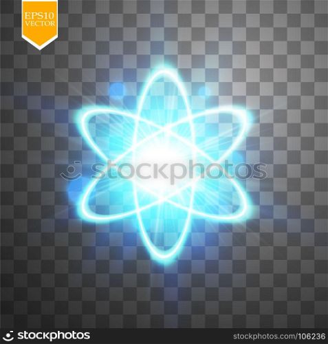 Shining atom scheme. Isolated on black transparent background. Vector illustration,. Shining atom scheme. Isolated on black transparent background. Vector illustration, eps 10.