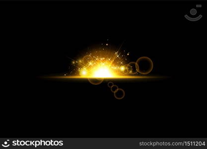 Shining golden stars isolated on black background. Effects, glare, lines, glitter, explosion, golden light Vector illustration. Shining golden stars isolated on black background. Effects, glare, lines, glitter, explosion, golden light. Vector illustration.