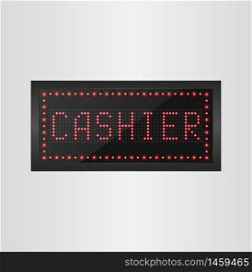 Shining retro LED light banner Cashier sign.vector