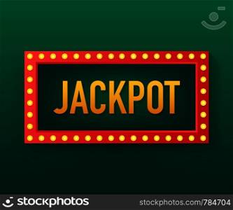Shining retro sign Jackpot banner. Vintage style banner. Vector stock illustration.