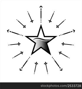 Shining Star Icon, Glowing Bright Star Shape Vector Art Illustration