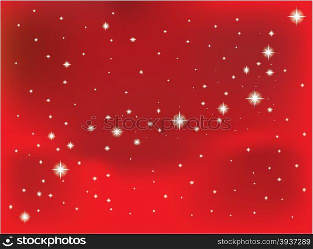 Shining star on a red vector background.