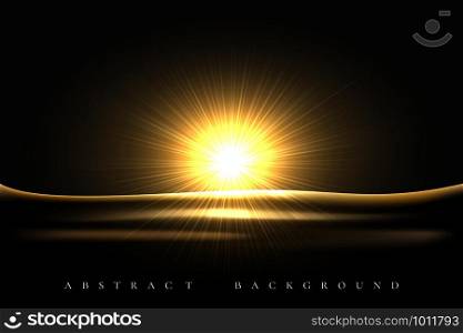 Shining Star rising over desert landscape black background. Vector illustration