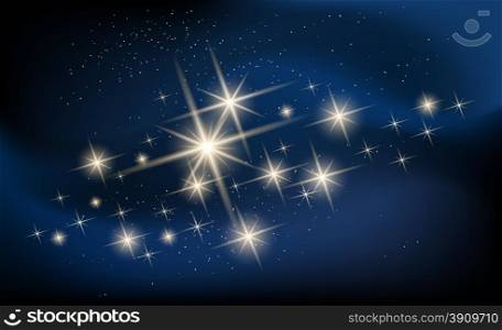 Shining stars and galaxy illustration. Constellation against nebula.