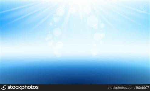 Shining Sun Rays Elegant Banner Copy Space Vector. Light Sparkle And Sun Beams Blank Poster. Refreshment Drink Or Cosmetology Beauty Product Advertising Template Style Color Illustration. Shining Sun Rays Elegant Banner Copy Space Vector