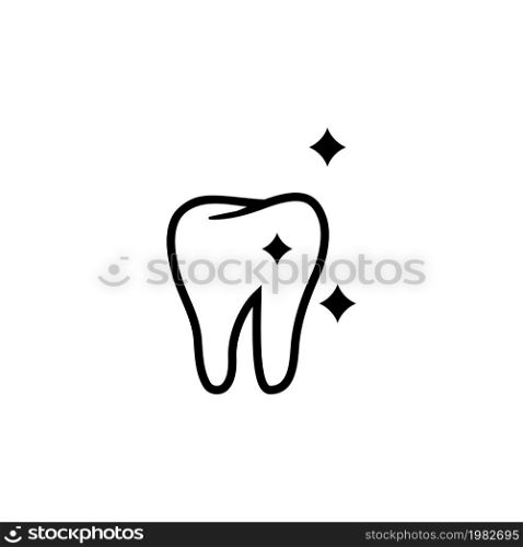 Shining Tooth, Health Dent. Flat Vector Icon illustration. Simple black symbol on white background. Shining Tooth, Health Dent sign design template for web and mobile UI element. Shining Tooth, Health Dent Flat Vector Icon