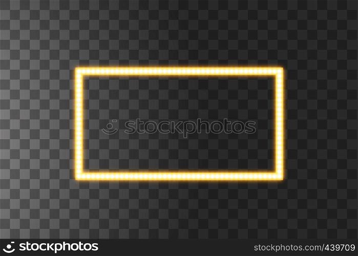 Shining yellow led vector rectangle frames, neon illumination on transparent background. Glowing decorative rectangle tapes of diode ecological lamps light effect for banners, web-sites.. Shining yellow led vector rectangle frames, neon illumination on transparent background. Glowing decorative rectangle tapes of diode ecological lamps light effect for banners, web-sites
