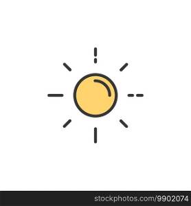 Shinning sun. Filled color icon. Isolated weather vector illustration