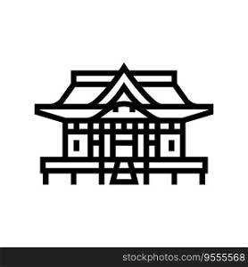shinto shrine building shintoism line icon vector. shinto shrine building shintoism sign. isolated contour symbol black illustration. shinto shrine building shintoism line icon vector illustration