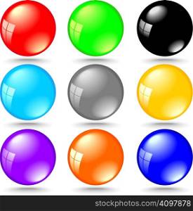shiny 3d color bubbles with window reflection - vector illustration