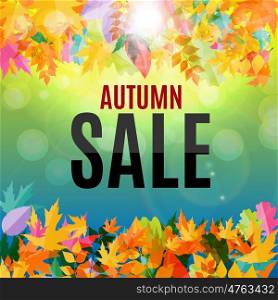 Shiny Autumn Leaves Sale Background Vector Illustration EPS10. Shiny Autumn Leaves Sale Background Vector Illustration