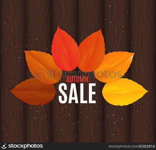 Shiny Autumn Leaves Sale Banner. Business Discount Card. Vector Illustration EPS10. Shiny Autumn Leaves Sale Banner. Business Discount Card. Vector Illustration