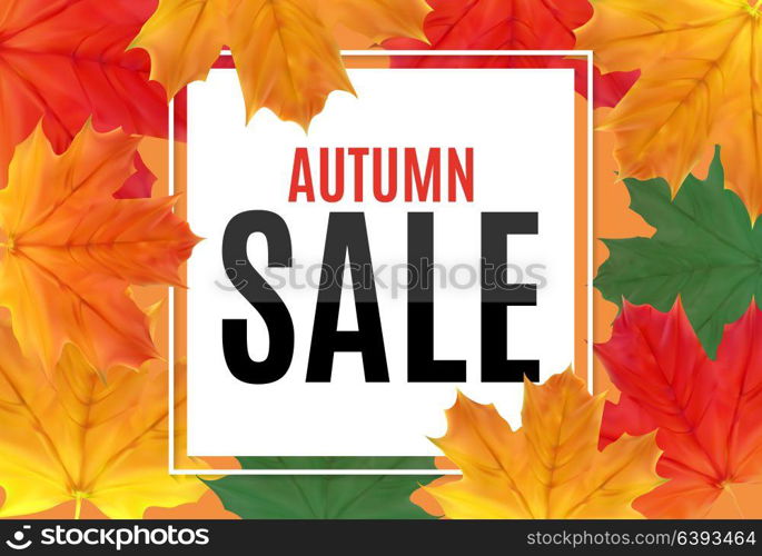 Shiny Autumn Leaves Sale Banner. Business Discount Card. Vector Illustration EPS10. Shiny Autumn Leaves Sale Banner. Business Discount Card. Vector Illustration